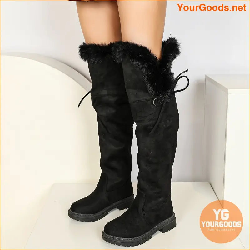 Womens Knee High Thermal Snow Boots NonSlip Warm Soft Sole - YourGoods Online Shop