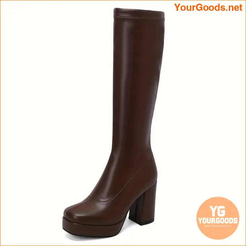 Womens KneeHigh Color Block Dress Boots - YourGoods Online Shop