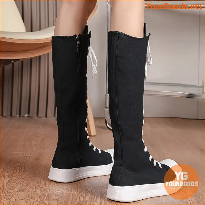 Womens KneeHigh Slim Casual LaceUp Boots - YourGoods Online Shop