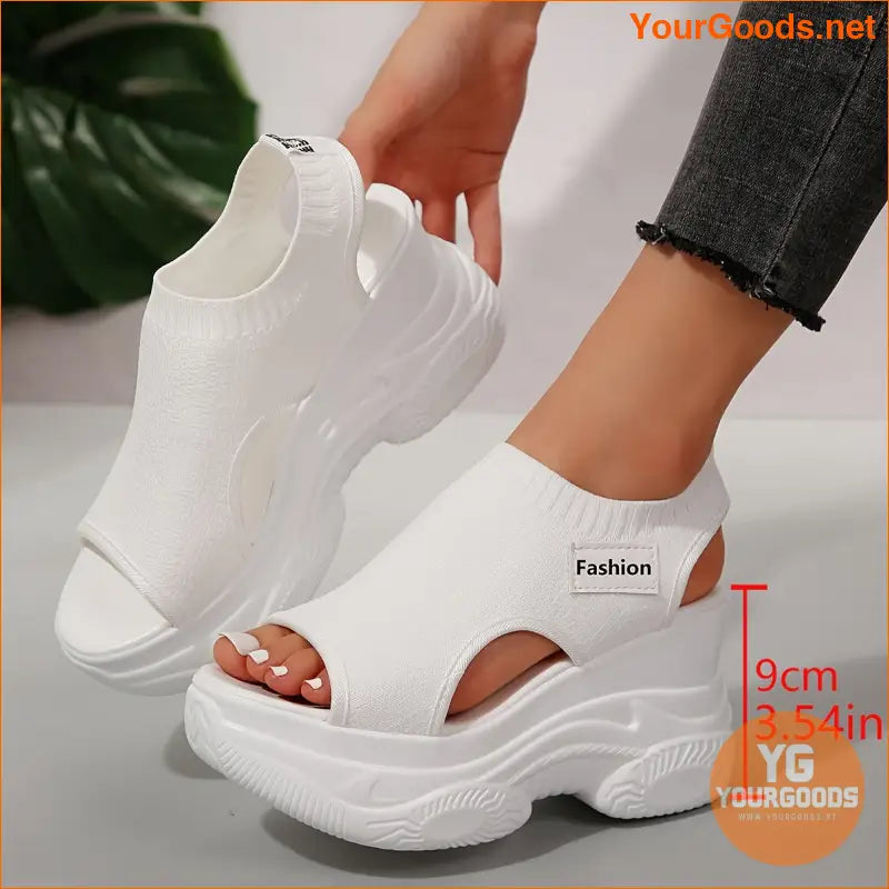 Womens Knitted Casual Platform Wedge Sandals - YourGoods Online Shop