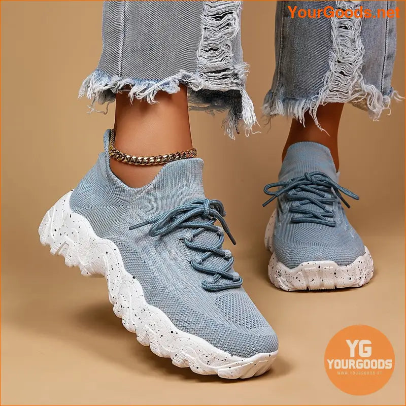 Women's Leisure Knit Sneakers, Breathable Non-Slip Lightweight Low Top Casual Shoes, Women's Sport Shoes - YourGoods Online Shop