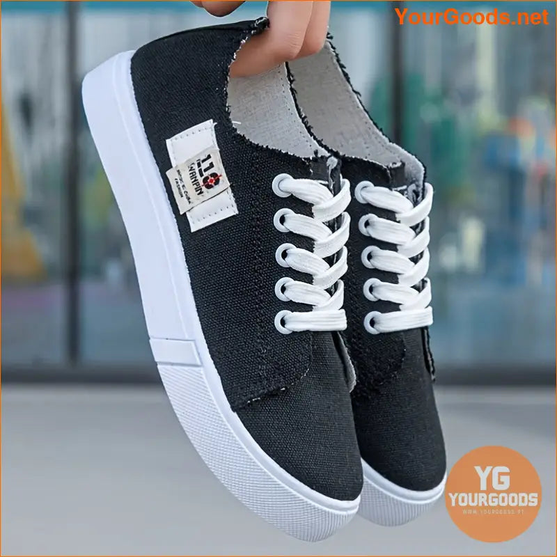 Womens Lightweight Canvas Stripe Sneakers Breathable Comfy - YourGoods Online Shop