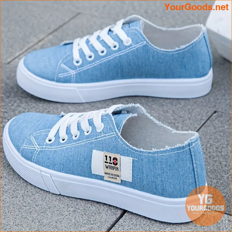 Womens Lightweight Canvas Stripe Sneakers Breathable Comfy - YourGoods Online Shop