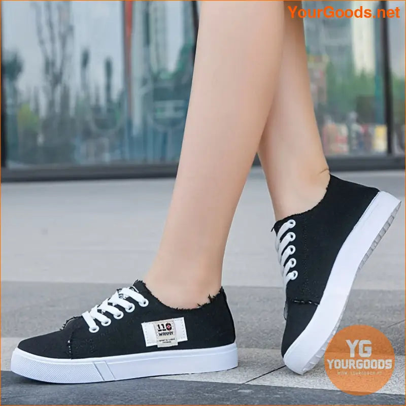 Womens Lightweight Canvas Stripe Sneakers Breathable Comfy - YourGoods Online Shop