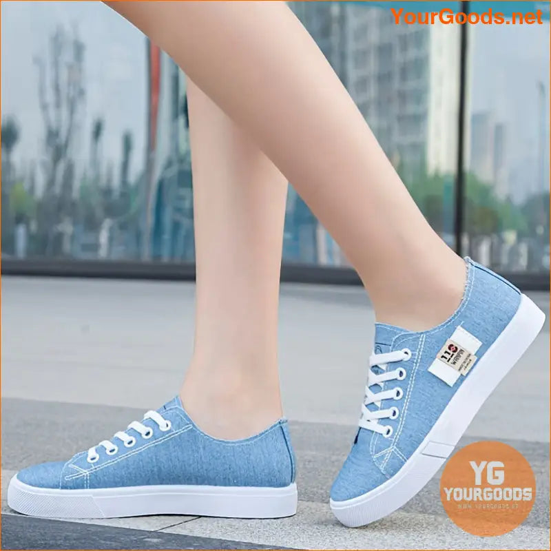 Womens Lightweight Canvas Stripe Sneakers Breathable Comfy - YourGoods Online Shop