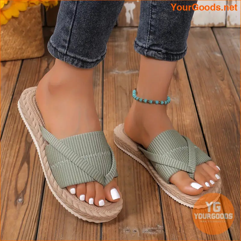 Womens Lightweight Solid Thong Slides Summer Beach Flip Flops - YourGoods Online Shop