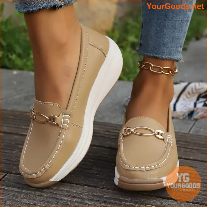 Womens Lightweight Wedge SlipOn Loafers with Bow - YourGoods Online Shop