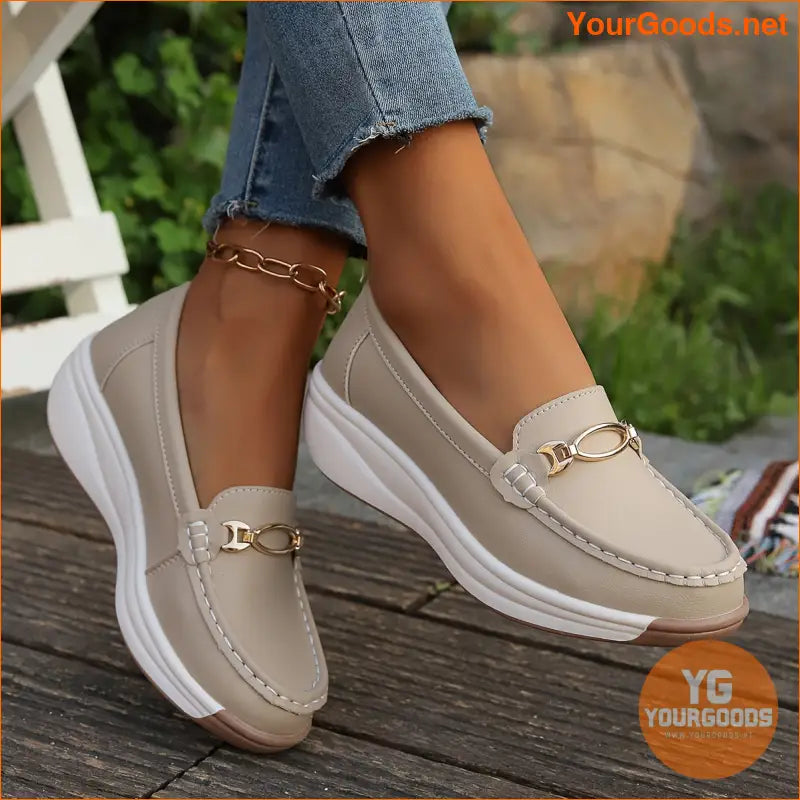 Womens Lightweight Wedge SlipOn Loafers with Bow - YourGoods Online Shop