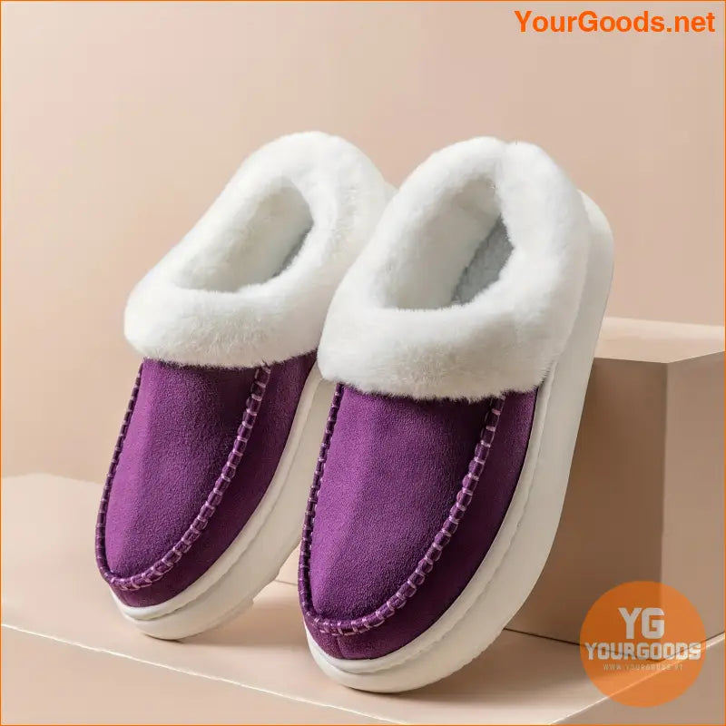 Womens Luxurious Faux Fur Platform Slippers Cloud Comfort - YourGoods Online Shop