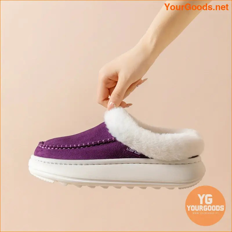 Womens Luxurious Faux Fur Platform Slippers Cloud Comfort - YourGoods Online Shop