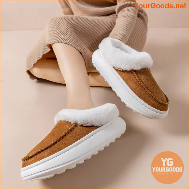 Womens Luxurious Faux Fur Platform Slippers Cloud Comfort - YourGoods Online Shop