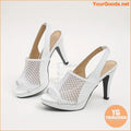 Womens Mesh Heeled Peep Toe Slingback Sandals - YourGoods Online Shop