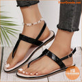 Womens Metallic Thong Sandals with Ankle Strap - YourGoods Online Shop