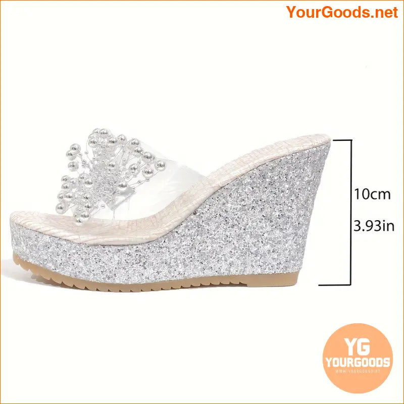 Womens Metallic Wedge Heels Comfy SlipOn Sandals - YourGoods Online Shop