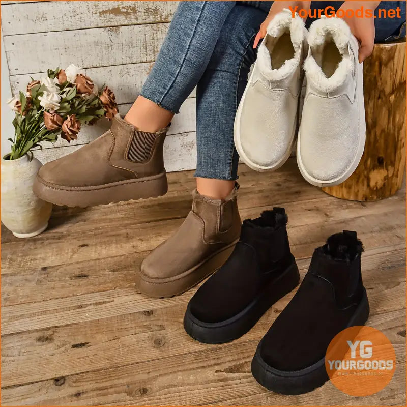 Womens Mid Heel Platform Ankle Booties European Design - YourGoods Online Shop