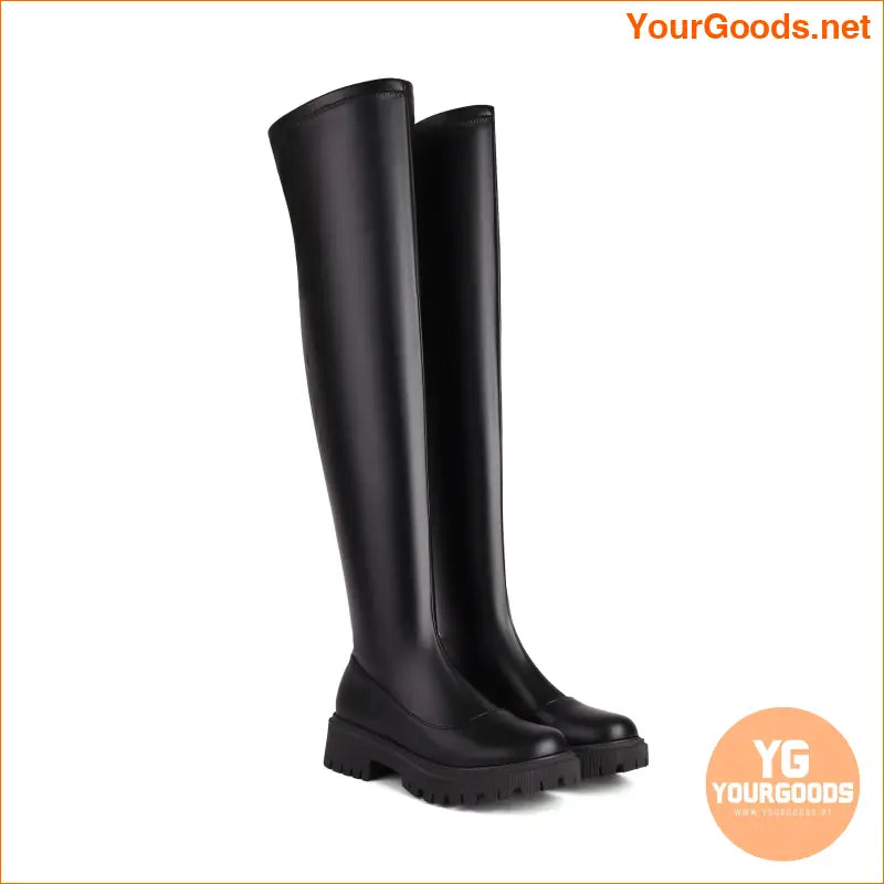 Womens Minimalist PullOn OverKnee Slim Boots - YourGoods Online Shop