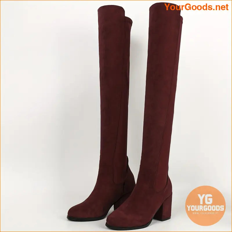 Womens Over The Knee Chunky Heel Dress Boots - YourGoods Online Shop