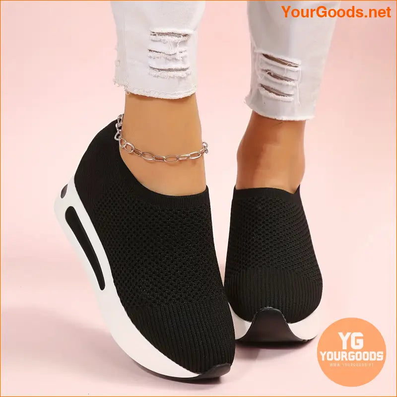 Women's Platform Sock Sneakers, Breathable Knitted Height Increasing Trainers, Casual Slip On Walking Shoes - YourGoods Online Shop