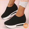 Women's Platform Sock Sneakers, Breathable Knitted Height Increasing Trainers, Casual Slip On Walking Shoes - YourGoods Online Shop