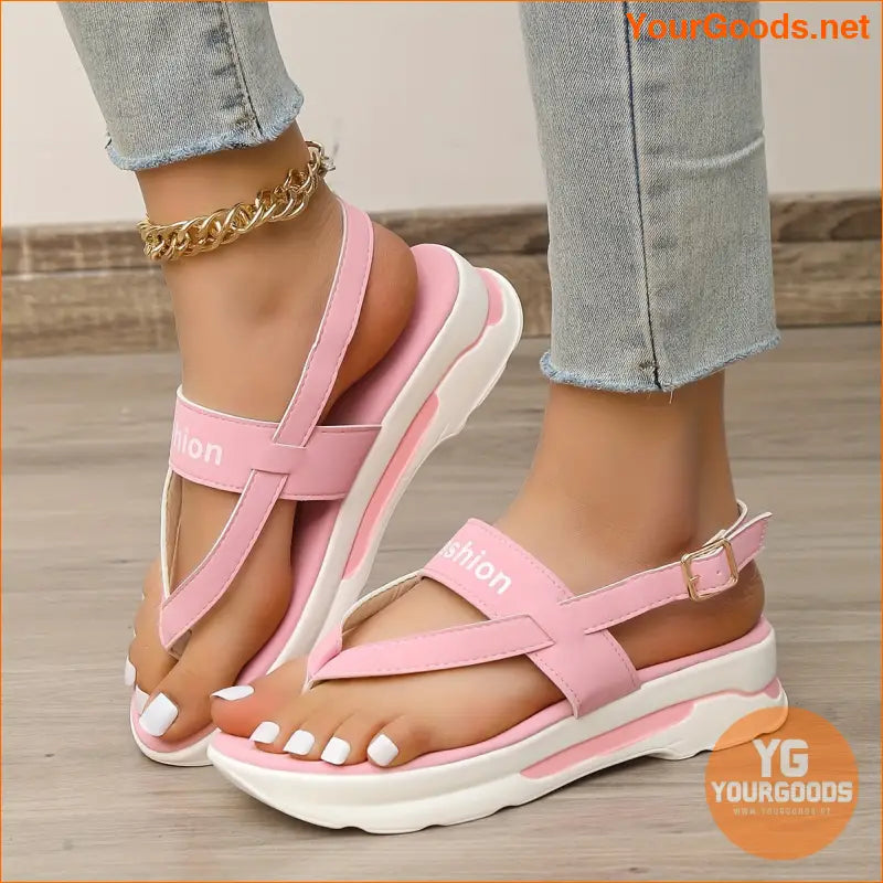 Womens Platform Thong Slingback Summer Sandals - YourGoods Online Shop