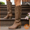 Womens Retro Point Toe Chunky Heel Cowboy Boots - YourGoods Online Shop