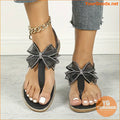 Womens Rhinestone Bowknot Flat Sandals Summer Casual - YourGoods Online Shop