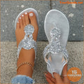 Womens Rhinestone ClipToe Summer Sandals with Elastic Bands - YourGoods Online Shop