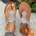 Womens Rhinestone ClipToe Summer Sandals with Elastic Bands - YourGoods Online Shop