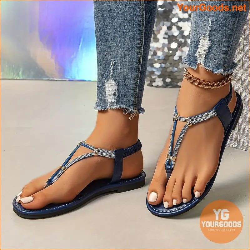 Womens Rhinestone Decor Casual Summer Sandals - YourGoods Online Shop