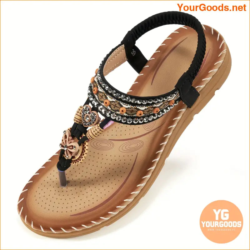 Womens Rhinestone Decor Lightweight Summer Sandals - YourGoods Online Shop