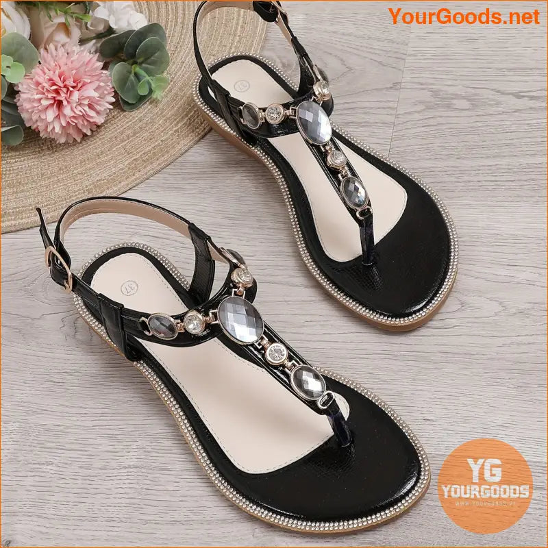 Womens Rhinestone Decor Lightweight Summer Sandals - YourGoods Online Shop