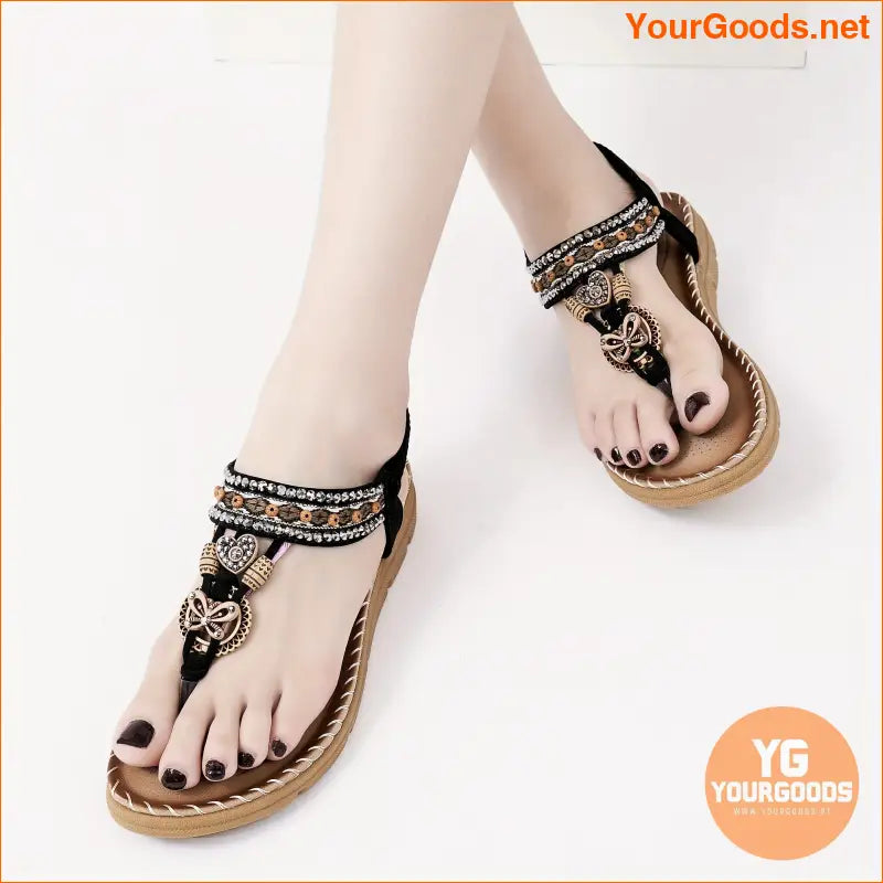 Womens Rhinestone Decor Lightweight Summer Sandals - YourGoods Online Shop