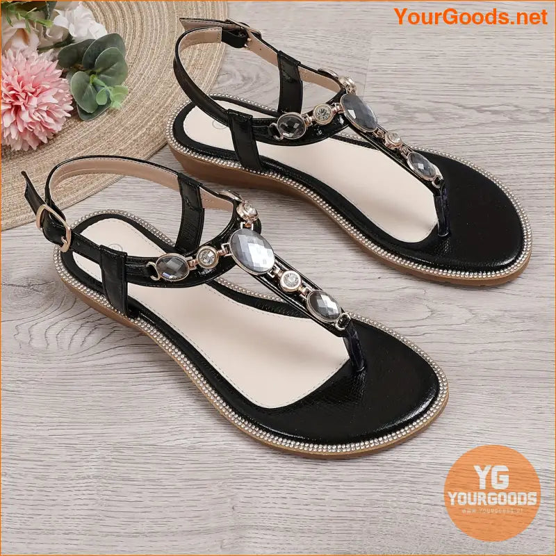 Womens Rhinestone Decor Lightweight Summer Sandals - YourGoods Online Shop