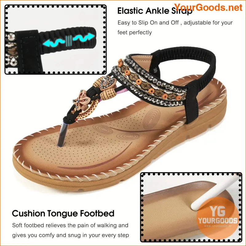 Womens Rhinestone Decor Lightweight Summer Sandals - YourGoods Online Shop