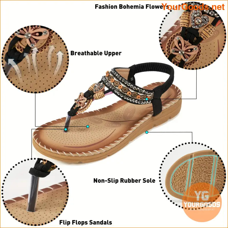 Womens Rhinestone Decor Lightweight Summer Sandals - YourGoods Online Shop