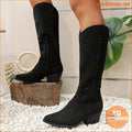 Womens Rhinestone HighTop Cowboy Boots Stylish Chunky Heel - YourGoods Online Shop