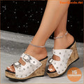 Womens Rhinestone Platform Wedge Sandals with Butterfly Buckle - YourGoods Online Shop