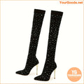 Womens Rhinestone Stiletto Heeled OvertheKnee Boots - YourGoods Online Shop