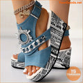 Womens Rhinestone Wedge Sandals Peep Toe Slingback - YourGoods Online Shop