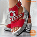 Womens Rhinestone Wedge Sandals Peep Toe Slingback - YourGoods Online Shop