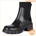 Womens Round Toe Chunky Heeled Chelsea Boots - YourGoods Online Shop