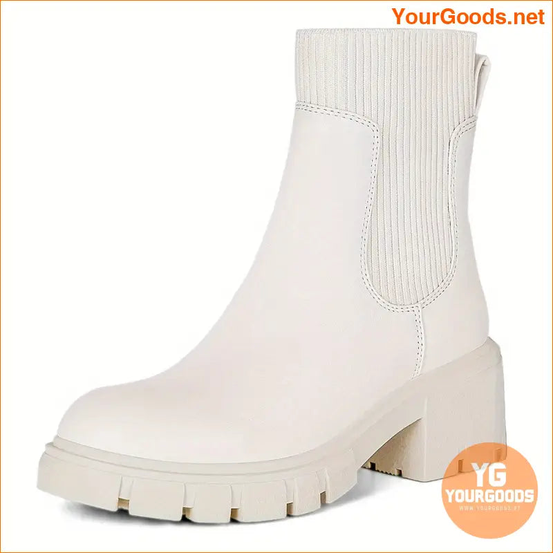 Womens Round Toe Chunky Heeled Chelsea Boots - YourGoods Online Shop