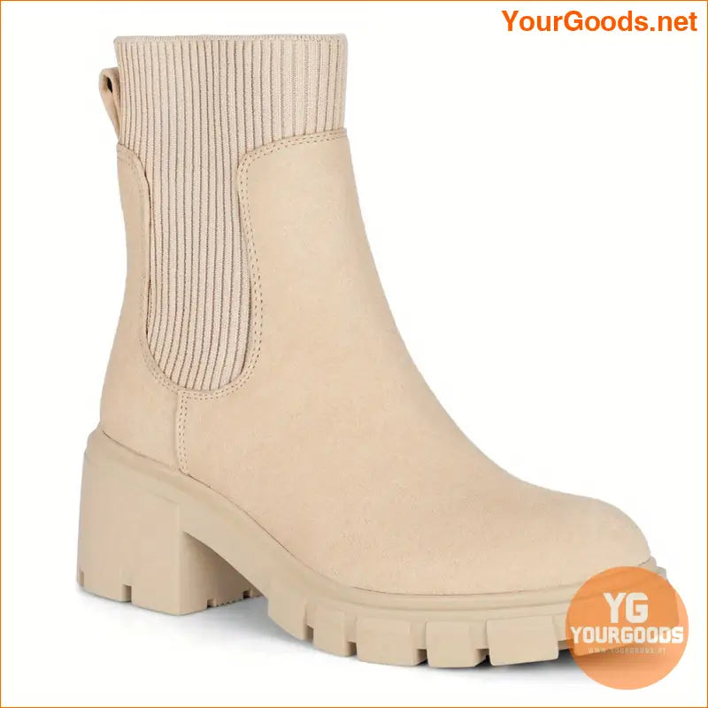 Womens Round Toe Chunky Heeled Chelsea Boots - YourGoods Online Shop