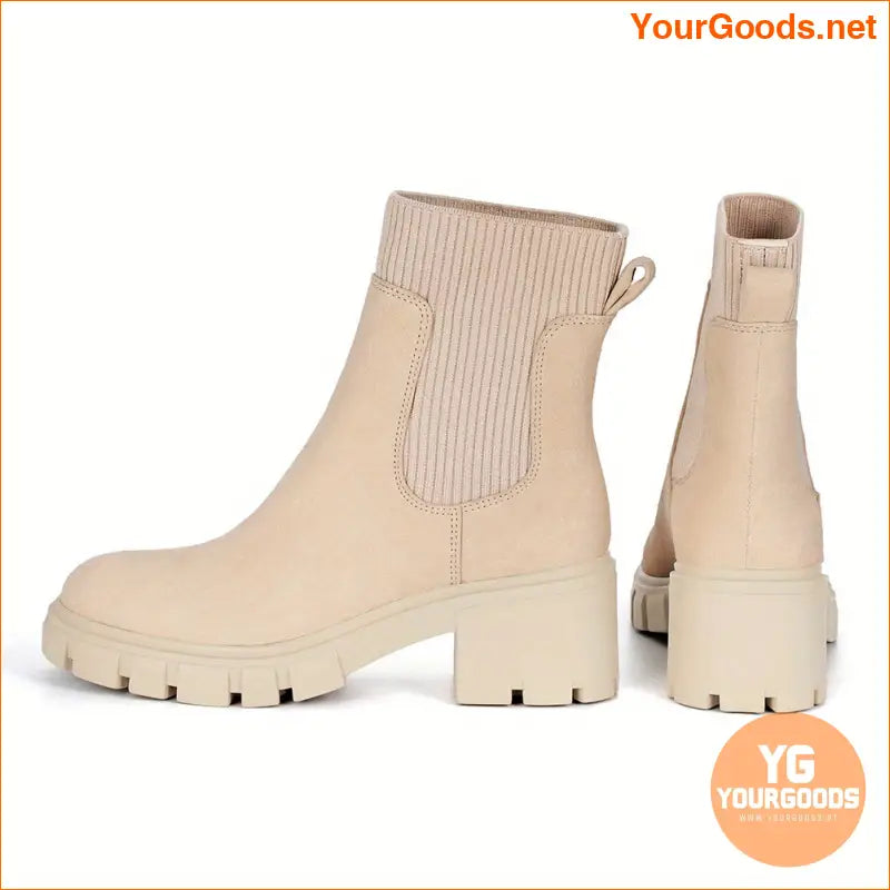 Womens Round Toe Chunky Heeled Chelsea Boots - YourGoods Online Shop