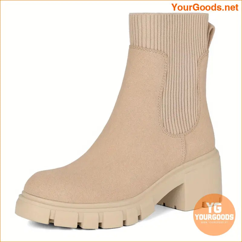 Womens Round Toe Chunky Heeled Chelsea Boots - YourGoods Online Shop