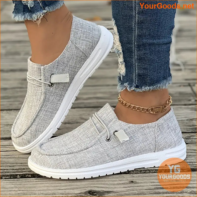 Women's Simple Flat Canvas Shoes, Casual Lace Up Outdoor Shoes, Lightweight Low Top Sneakers - YourGoods Online Shop