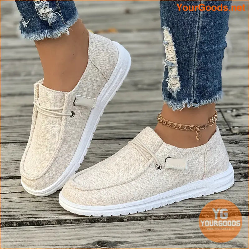 Women's Simple Flat Canvas Shoes, Casual Lace Up Outdoor Shoes, Lightweight Low Top Sneakers - YourGoods Online Shop