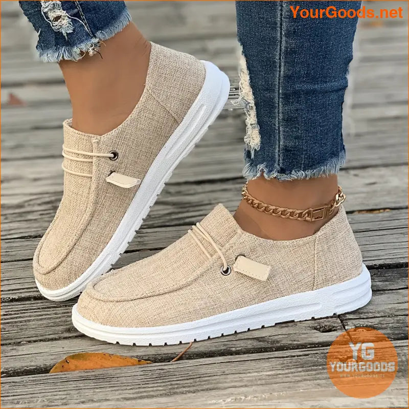 Women's Simple Flat Canvas Shoes, Casual Lace Up Outdoor Shoes, Lightweight Low Top Sneakers - YourGoods Online Shop