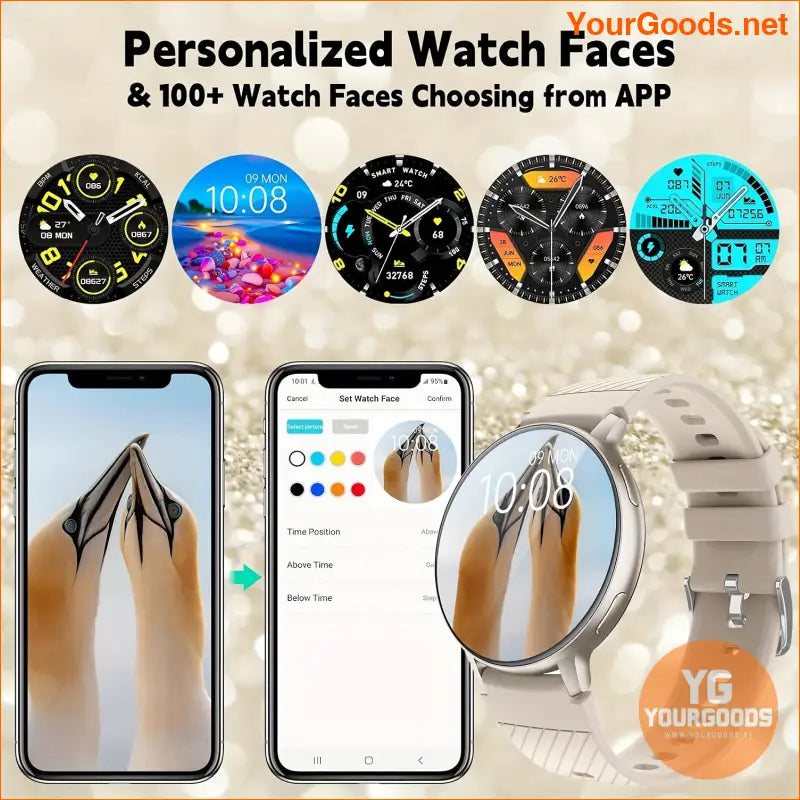 Womens Smartwatch with Wireless Calls 100 Sport Modes - YourGoods Online Shop