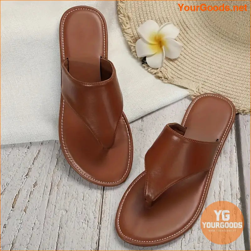 Womens Solid Color Casual Summer Flip Flops - YourGoods Online Shop